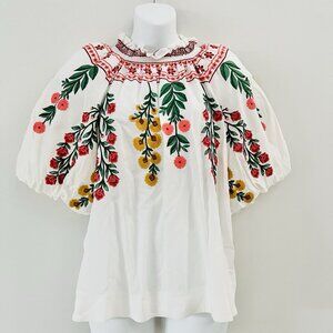 Antonio Melani x Jennifer Sumko Nicci Woven Top Puff Sleeve White Sz 2 NWT